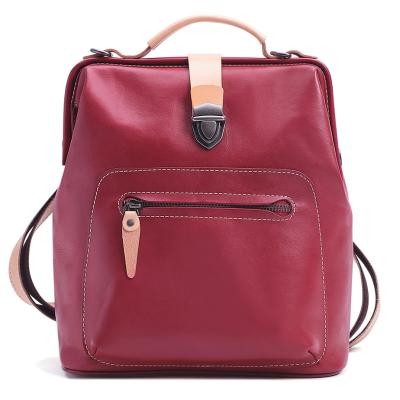 China New Design School Backpacks College Student Rucksack Women Anti-theft Grid Fashion Genuine Leather Laptop Bag for sale