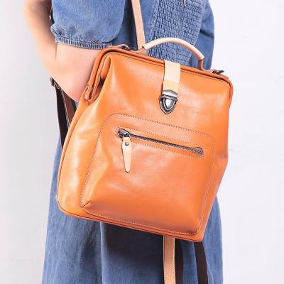 China Designer Anti Theft Young Women Soft Backpacks Fashion Genuine Leather Ladies School Anti Theft Backpack Female Satchel Shoulder Tote Bag for sale