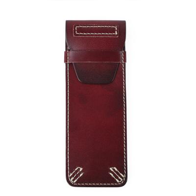 China Schools & Vegetable Tanned Leather Genuine Leather Pen Protective Sleeve Cover Multi Pocket Pens Case Holder Handmade Fountain Offices for sale