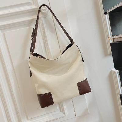 China New Fashion Designer Women Handbags Large Capacity Ladies Handbags Canvas Tote Bag With Leather Handle for sale