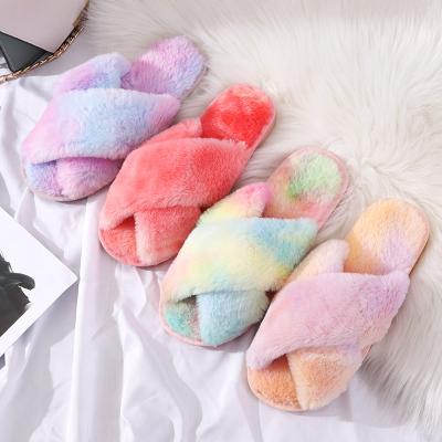 China Fashion Trend Winter Wholesale Fashion Fur Women's Fluffy Slippers For Home Fluff Bedroom Home Slippers Plush 2021 Custom Yeah for sale