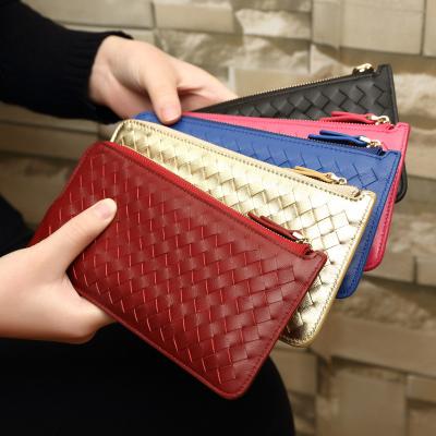 China 2021 Custom Goods Sheep Genuine Leather Designer Wallet Purse Fashion Zipper Women's Wallets Luxury Ladies for sale