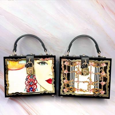 China 2021 New Acrylic Lady Handbag Europe Fashion INS Women Cross - Body Large Capacity Flower Handbag Wholesale for sale