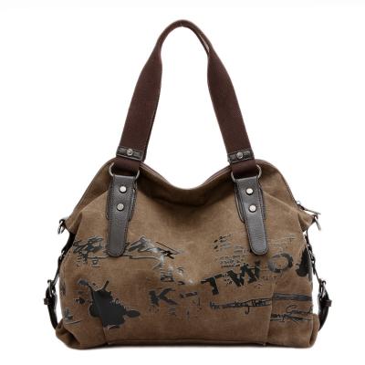 China Retro Fashion Canvas Women Bags Korean Fashion Single Shoulder Cross - Body Bags Large Capacity Private Label Handbag for sale