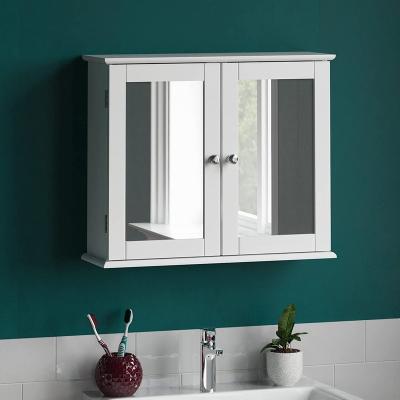 China Customized Wooden Double Door Design MDF Vanity Panel Bathroom Cabinets With Waterproof Mirror On Sale for sale