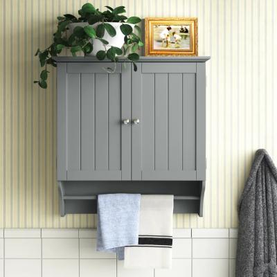 China Customized Wooden MDF Bathroom Wall Mounted Storage Cabinet With Two Doors And Open Storage Shelf For Bathroom for sale