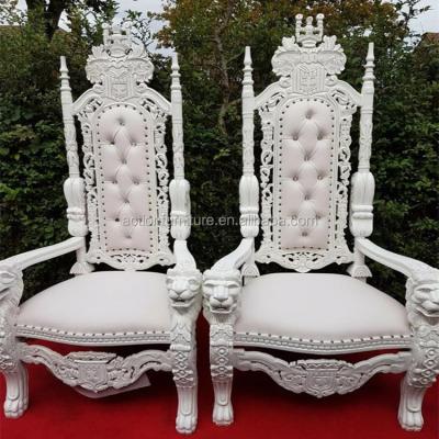 China Laser Cutting New Design Big White PU Wedding Chair For Bride And Groom for sale