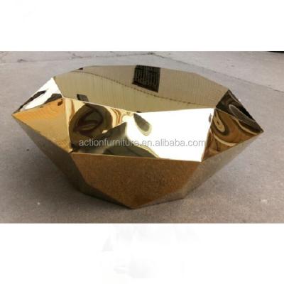 China Modern Polygonal Extendable Metal Diamond Coffee Table Smooth Mirror for Living Room Furniture for sale