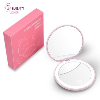 China Lighted Compact Bathroom Furniture Led Hand Hold Vanity Mirror Makeup Mirrors for sale