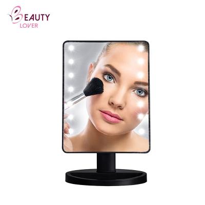 China Manufacturers Led Lighted Make Up Mirror Night Stand Dressing Bedroom Travel Mirror for sale