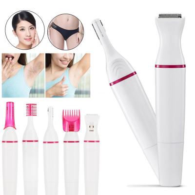 China Dual Cutter Heads Can Be Washed Portable Women Facial Hair Removal Five-in-one Epilator Shaver for sale