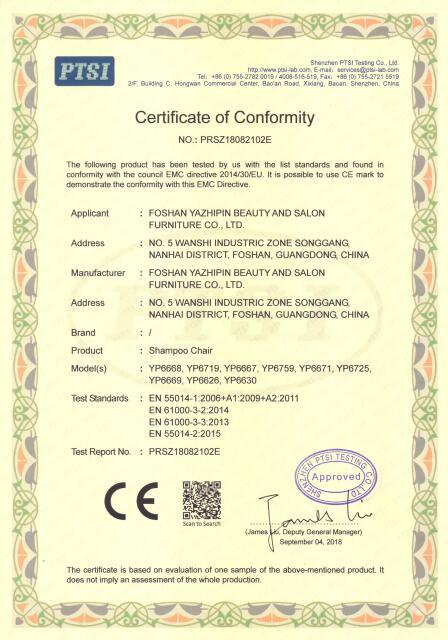 CE - Foshan Yazhipin Beauty And Salon Furniture Co., Ltd.