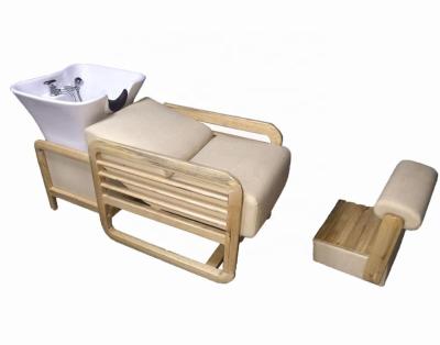 China New Comfortable Solid Wooden Beauty Salon Shampoo Chairs and Hot Selling Hair Shampoo Unit Wash Bed for sale