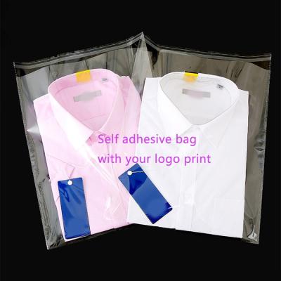 China Recyclable Custom Clear Opp Transparent Self Adhesive Plastic Bags Logo Print Garment Clothes Packaging for sale