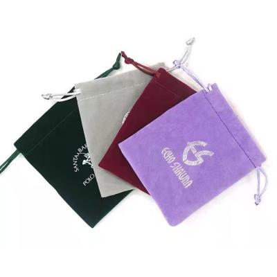 China Recyclable Cheap Custom Jewelry Packaging Printed Logo Velvet Drawstring Bag Microfiber Cloth Jewelry Pouch for sale