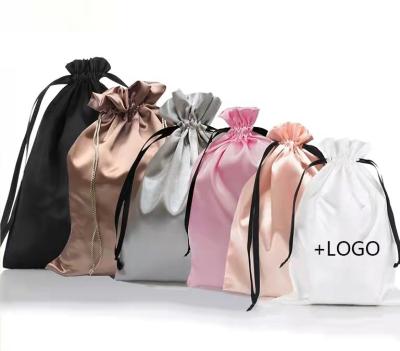 China Garment Design Your Logo Custom Hair Extension Packaging , Beautiful Satin Hair Extension Packaging Bags for sale