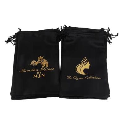 China Gift Bag & Wholesale Fashion High Quality Style Drawstring Satin Small Gift Bags Satin Bag Black Hair Packaging Satin Bags With Logo for sale