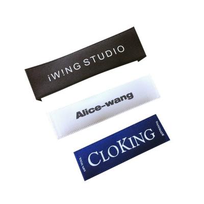 China Sustainable Custom Made Garment Neck Labels High Quality Satin Woven Label With Your Logo For Apparel for sale