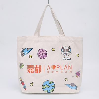 China China Custom Large Capacity Eco-friendly Good Quality Canvas Shopping Bag With Inner Zipper Pocket for sale