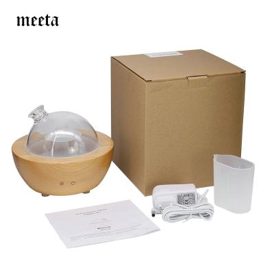 China Hot Selling Aromatherapy Ultrasonic Spherical Glass Diffuser Essential Oil Air Dome EU Wooden Diffuser Protection MEETA Lack of Water in Humidifier for sale