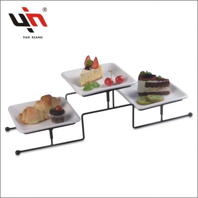 China Sustainable BBQ Serving Tray Ceramic Plates On Rack New Design Yanxiang Porcelain for sale