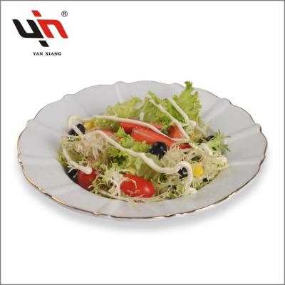 China Sustainable Ceramic Serving Tray Round New Design Yanxiang Porcelain Turkish Serving Tray for sale