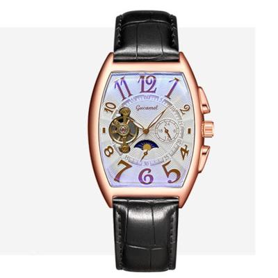 China Modern Custom Full Calendar Leather Skeleton Wrist Mechanical Automatic Luxury Men's Watch In Wrist Watch for sale