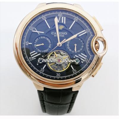 China Luxury Brand Logo Stainless Steel Mens Mechanical Tourbillon Automatic Skeleton Watch Customized Full Calendar Skeleton Wrist In Wristwatch for sale