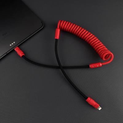 China Mobile Phone Aluminum alloy spiral braided spring fast charging data cable for Android Apple iPadProMacbook fast charging data cable for sale