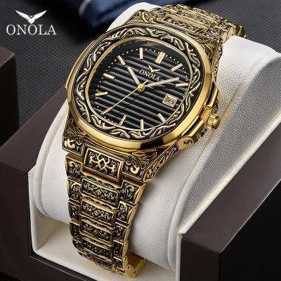 China Hombre de reloj of ONOLA brand stainless steel retro watch men's fashion quartz watch day/date men's watch gold luxury gold men's watch for sale