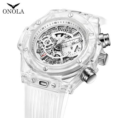 China 2021 Women Chronograph Original Fashion Transparent Quartz Plastic Casual Wristwatch Male Unique Relogio Masculino Watch ONOLA for sale