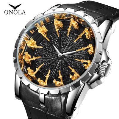 China Unique Automatic Date Brand Quartz Watch Man Luxury ONOLA Rose Gold Leather Cool Gift For Man Watch Fashion Casual Waterproof Relogio Masculino for sale