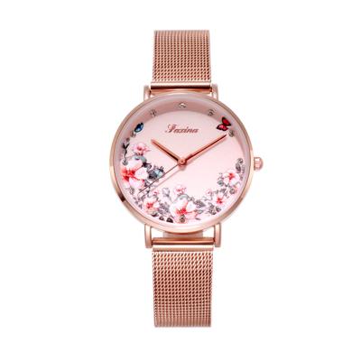 China High Quality Waterproof Camellia Watch Women Leisure Mesh Quartz Belt Flower Dial Design Ladies Wristwatch China Brand for sale