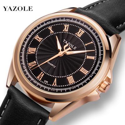 China YAZOLE Water Resistant Roman Scale Male Quartz Watch Mens Business Luxury Gold Clock Leather Relojes Hombre relogio masculino for sale