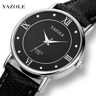 China Business waterproof classic simple fashion men watches leather strap quartz wristwatch Relogio Masculino yazole 279 couple watch for sale