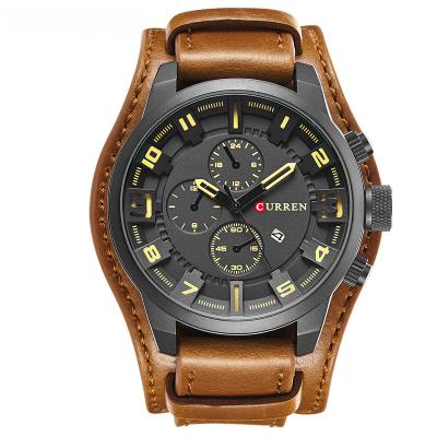 China Top Brand Automatic Date CURREN Luxury Mens Watches Male Synchronizes Date Sport Clock Leather Strap Quartz Military Business Men Watch Gift 8225 for sale