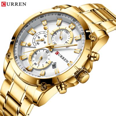 China Auto Date 2019 Hot Selling Curren 8360 30m Water Proof Stainless Steel Chain Black Color Multifunctional Quartz Man Western Wristwatches for sale