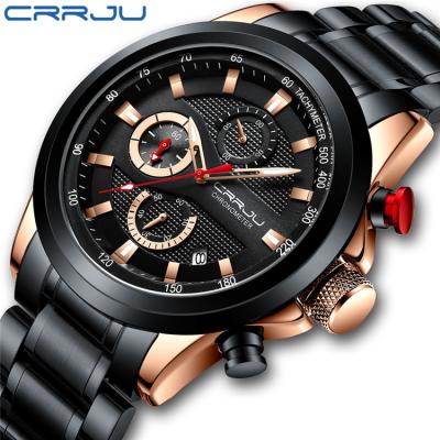 China CRRJU Automatic Date Watches Stainless Steel Men Watches Luxury Business 2020 New Luminous Chronograph Date Quartz Watch Relogio Masculino for sale