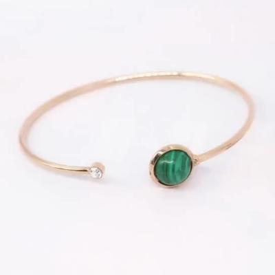 China 2020 New Retro Fashion CLASSIC Green Malachite With Crystal Circle Bar Bracelet Rhinestone Jewelry Bracelets & Bangles Ladies For Women for sale