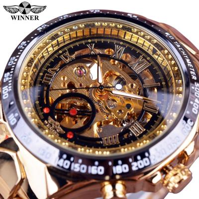 China Gold Men's Watches Brand Automatic Skeleton Watch Winner Sports Watch Water Resistant Mechanical Bezel Design Montre Homme Top Luxury Men Clock for sale