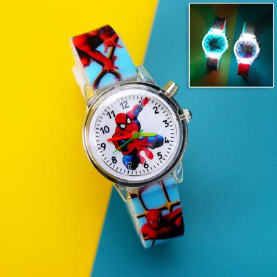 China Waterproof Hot Cartoon Children's Instant Light Watches For Cute Princess Boys Girls Rubber Strap Kids Watches With Reloj Light Infantil for sale