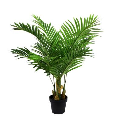 China Art Decor 100cm Real Touch 10lvs High Feeling Artificial Areca Palm Tree For Garden Decoration for sale