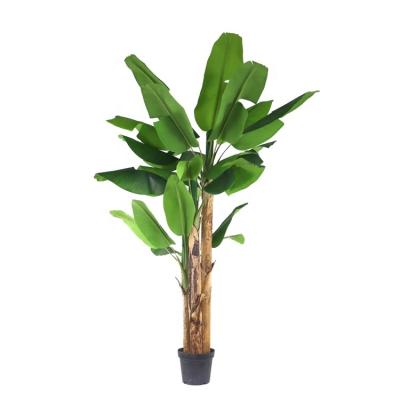 China Art Decor 3 stems cluster new artificial banana trees with pot for landscape decoration for sale