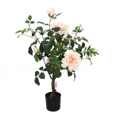 China Art Decor 80cm High 8 Fake Flowers Peony Blossom Tree For Home Decoration for sale