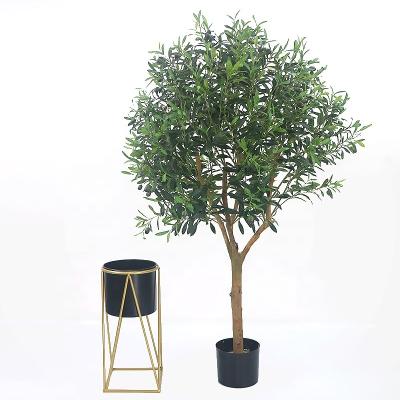 China Art Decor 4ft tall artificial olive wood trunk olive tree with plastic pot for garden decoration for sale