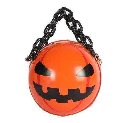 China Halloween Fashion Bags Bat Printing Girls Funny Purses Mini Crossbody Handbags For Women Acrylic Shoulder Ball Chain Bag for sale