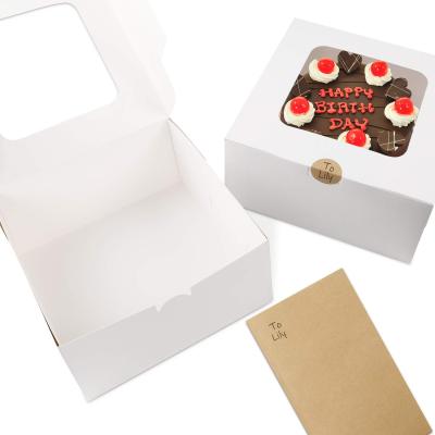 China 10 Inch Disposable Custom Store Bulk Cake Packaging White Cardboard Cake Boxes Cake Box With Window for sale