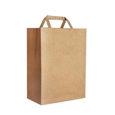 China Recycled Materials Wholesale Goods Accept Logo Custom Printed White Brown Kraft Paper Shopping Bags With Flat Handles for sale