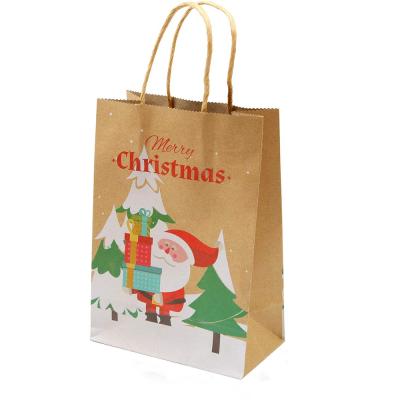 China Wholesale Custom Biodegradable Twisted Handle Christmas Gift Kraft Paper Shopping Bags With Your Own Logo Print for sale