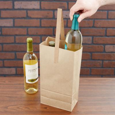 China 2 Bottle Biodegradable Custom Wine Packaging Paper Carrier Durable Wine Bag Wrapping Paper With Handles for sale